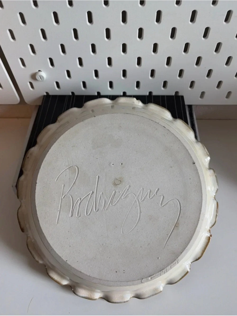 Decorative Cream Ceramic Serving Plate with Angel Motif